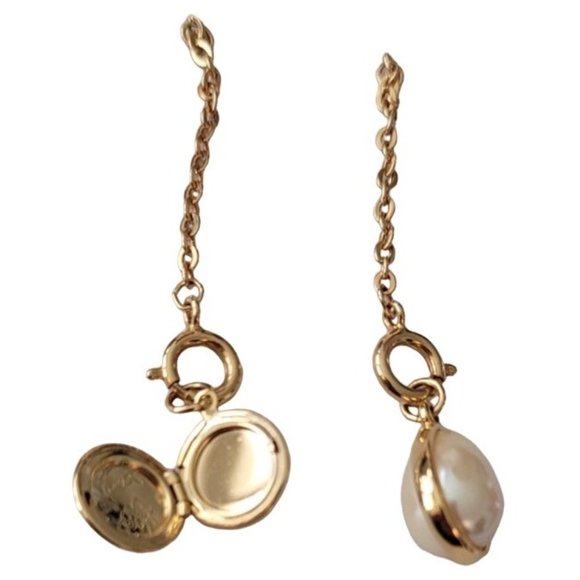 Joan Rivers Lot of 2 Egg Locket Round Spring Clasp W/ Extender Chain Charms E486 - Picture 3 of 7